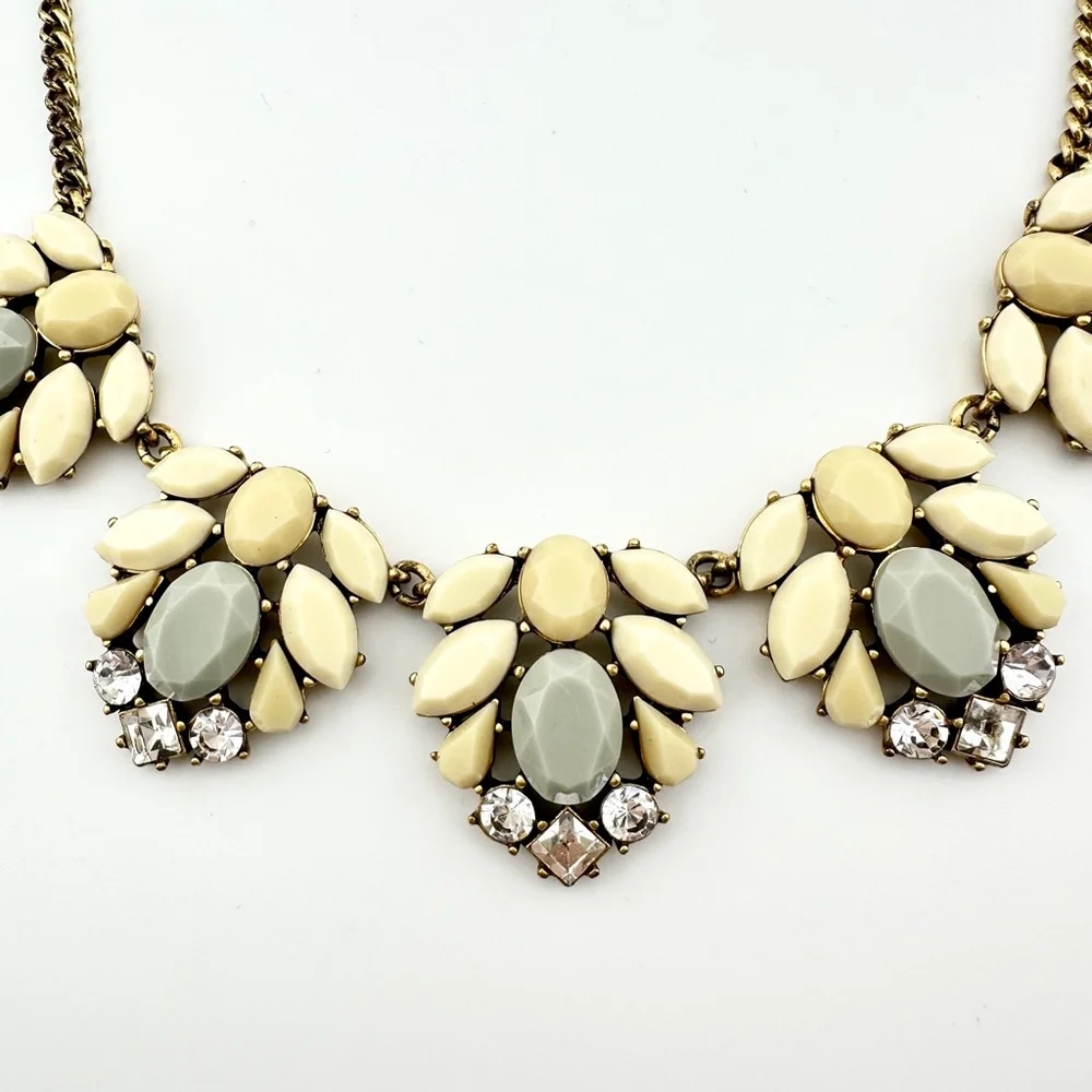 Vintage J. Crew Necklace Cream and Grey Statement